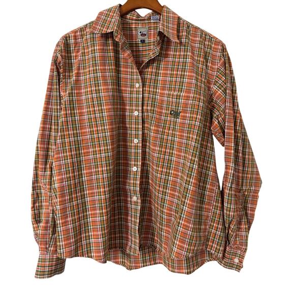 Cruel Girl Long‎ Sleeve Orange Plaid Button Down Shirt Size Large - Picture 1 of 5